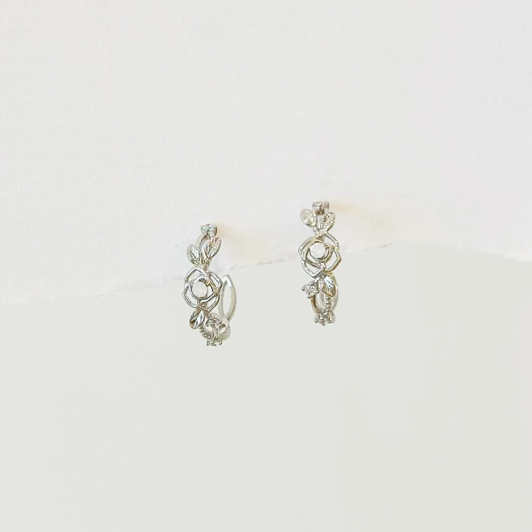 Silver Wild Rose Earrings