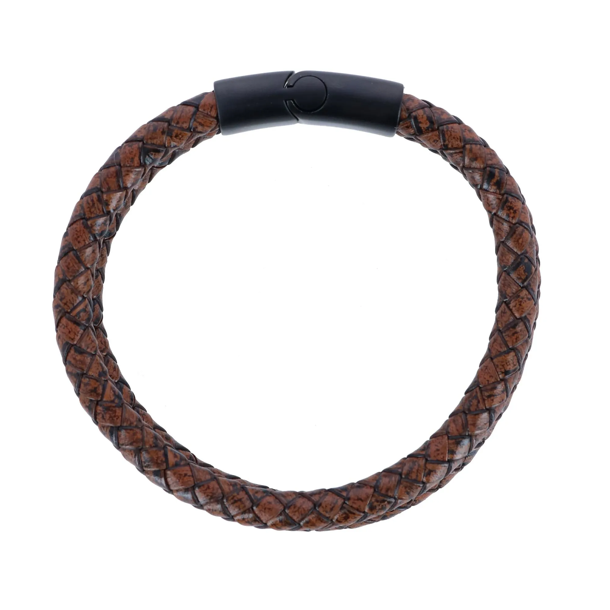 Simple Double Band Braided Secure Clasp Leather Bracelet