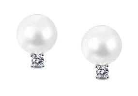 Simulated Diamond Pearl Earrings E0260PLP