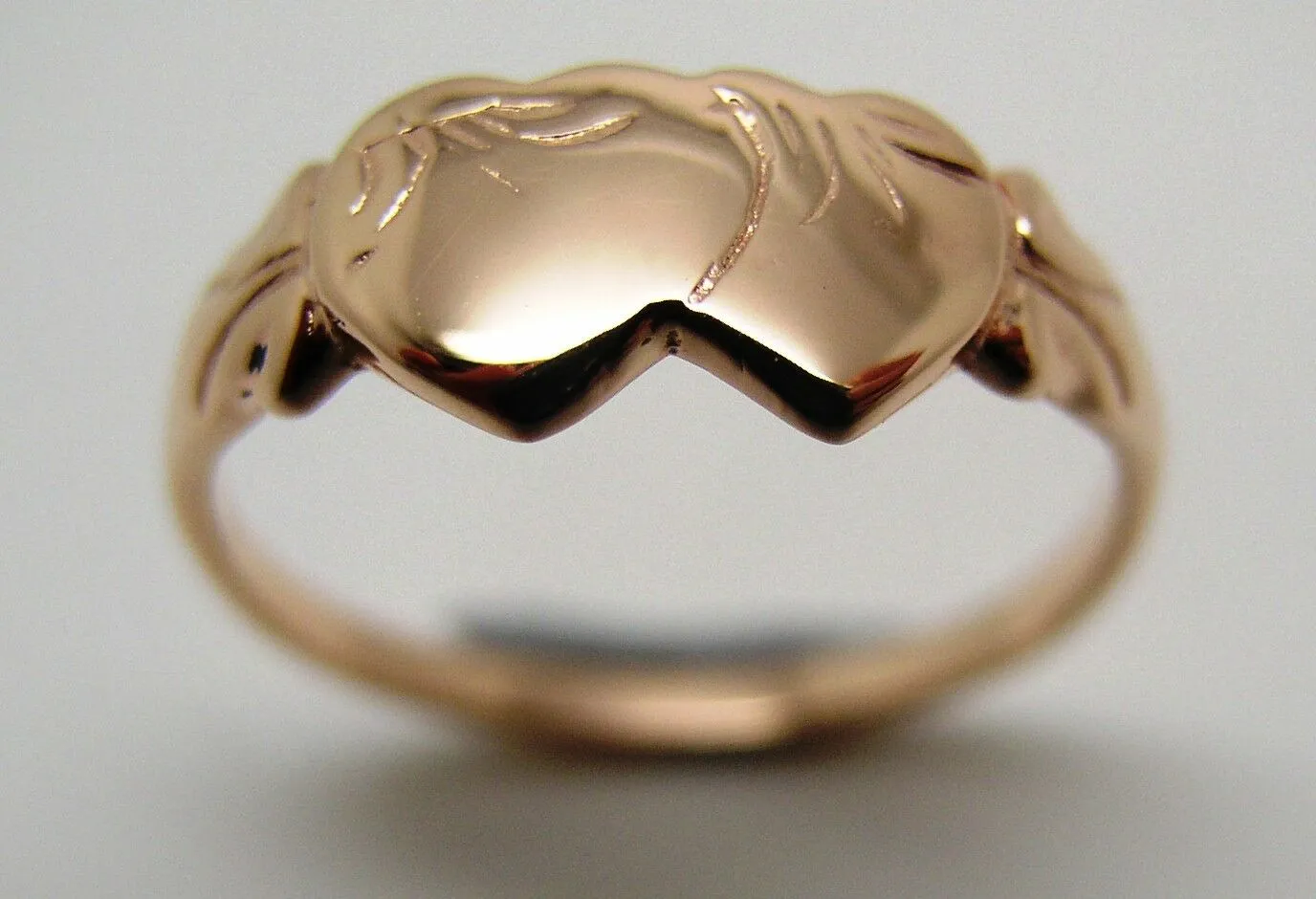 Size M Kaedesigns, Solid New 9ct 9kt Rose Gold Double Heart Signet Ring