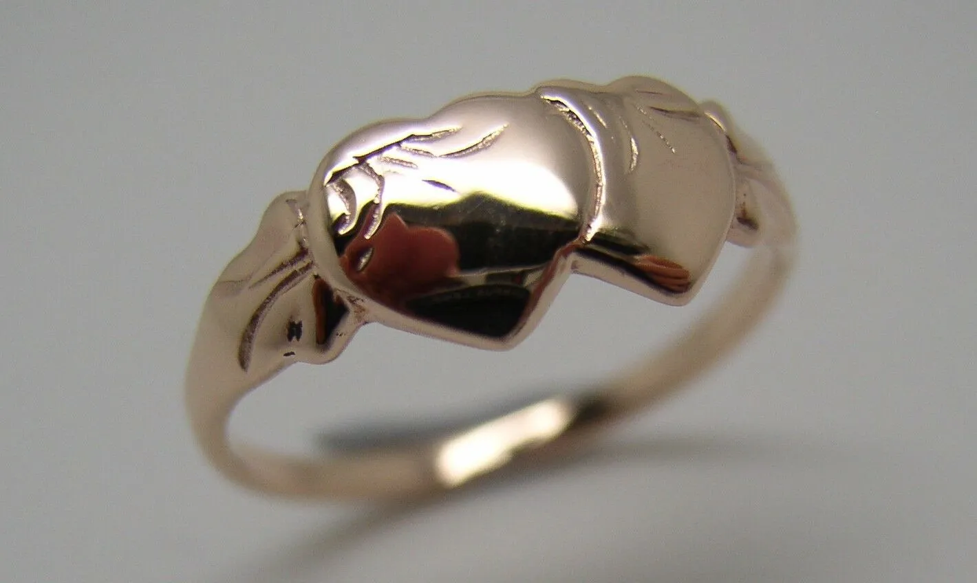 Size M Kaedesigns, Solid New 9ct 9kt Rose Gold Double Heart Signet Ring