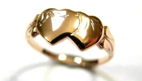 Size M Kaedesigns, Solid New 9ct 9kt Rose Gold Double Heart Signet Ring