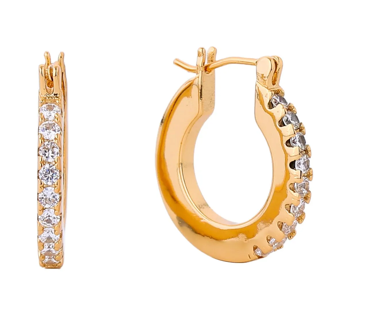 SJE310204 14K Heart Shape CZ Paved Hoop Earrings