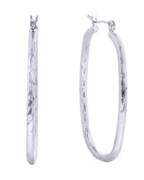 SJE310401 14K Textured Oval Hoop Earrings