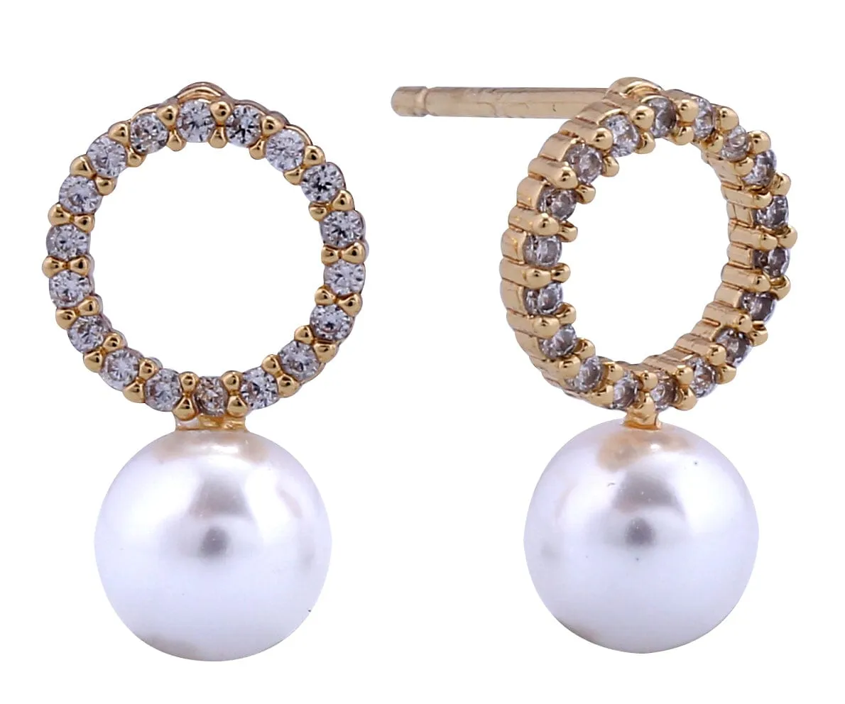 SJE311153 14K Dipped Open Ring Pearl Post Earrings