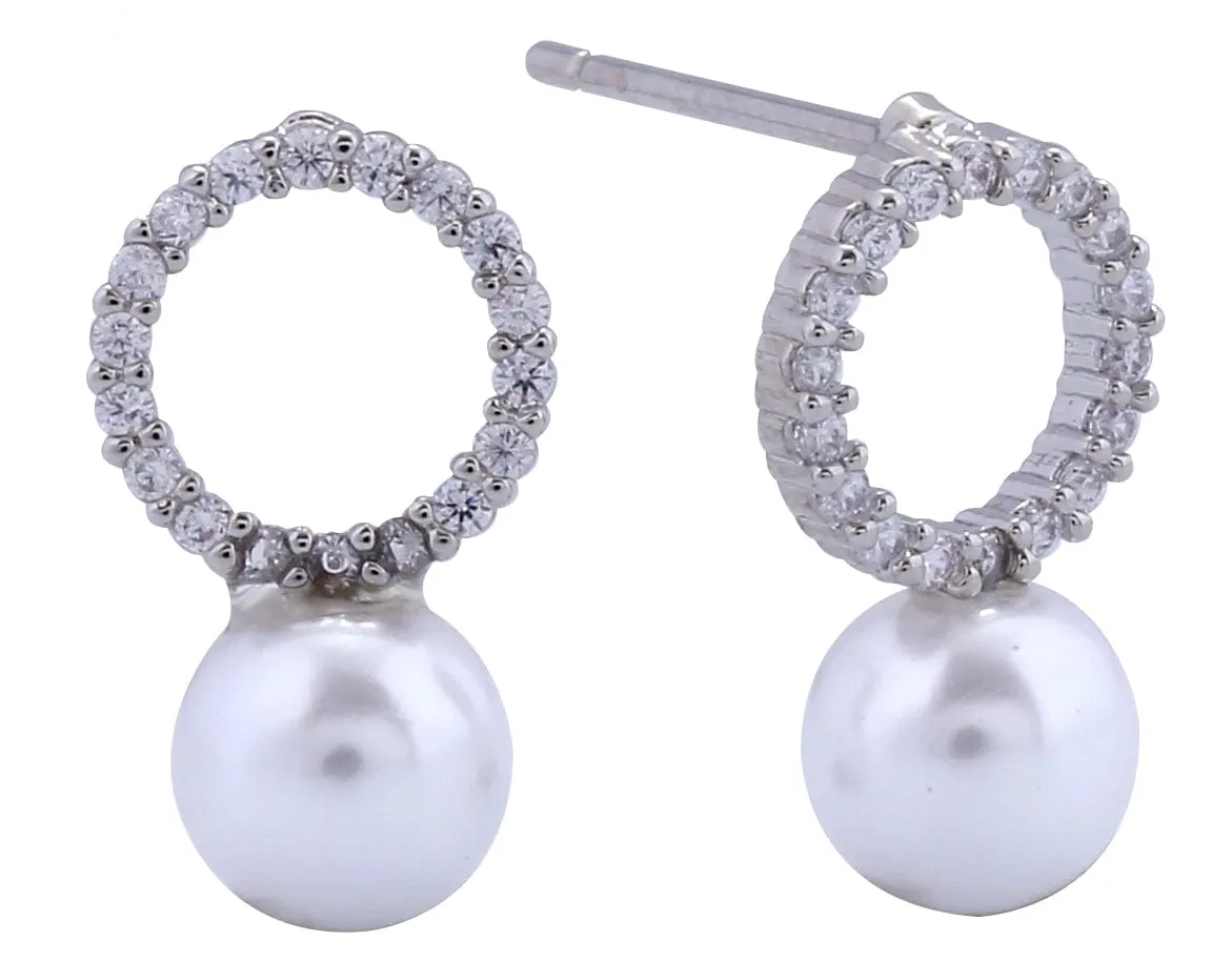 SJE311153 14K Dipped Open Ring Pearl Post Earrings