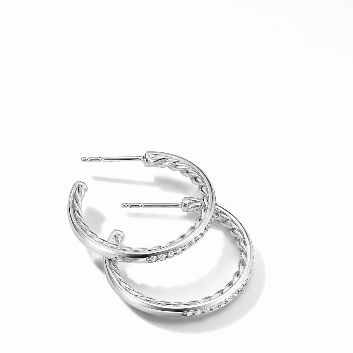 Small Hoop Earrings with Pave Diamonds