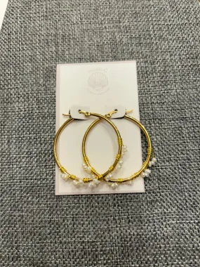 Small Pearl Cluster Hoop Earring