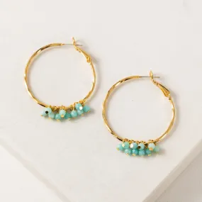 Sorrento Gemstone Beaded Hoop Earrings Amazonite