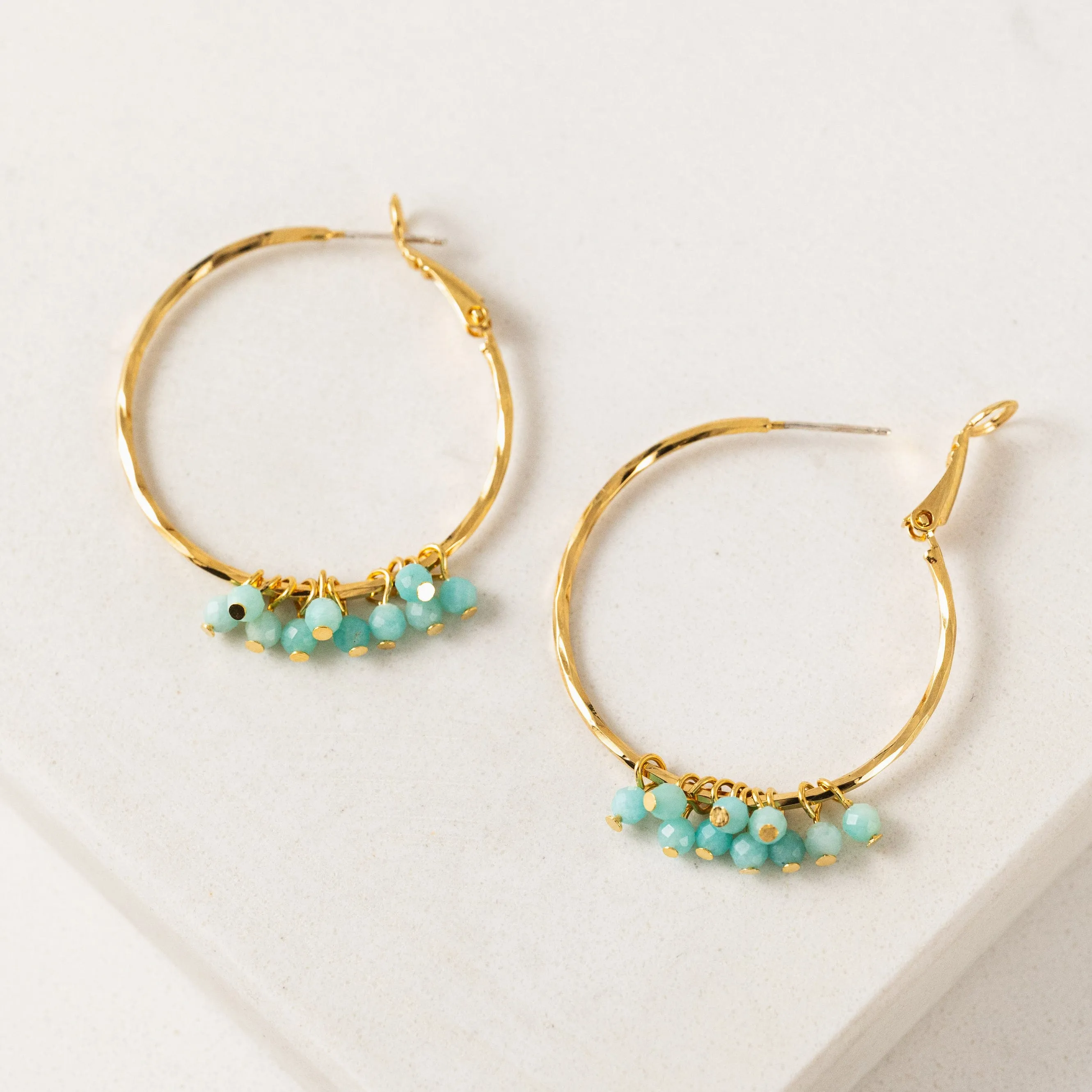 Sorrento Gemstone Beaded Hoop Earrings Amazonite