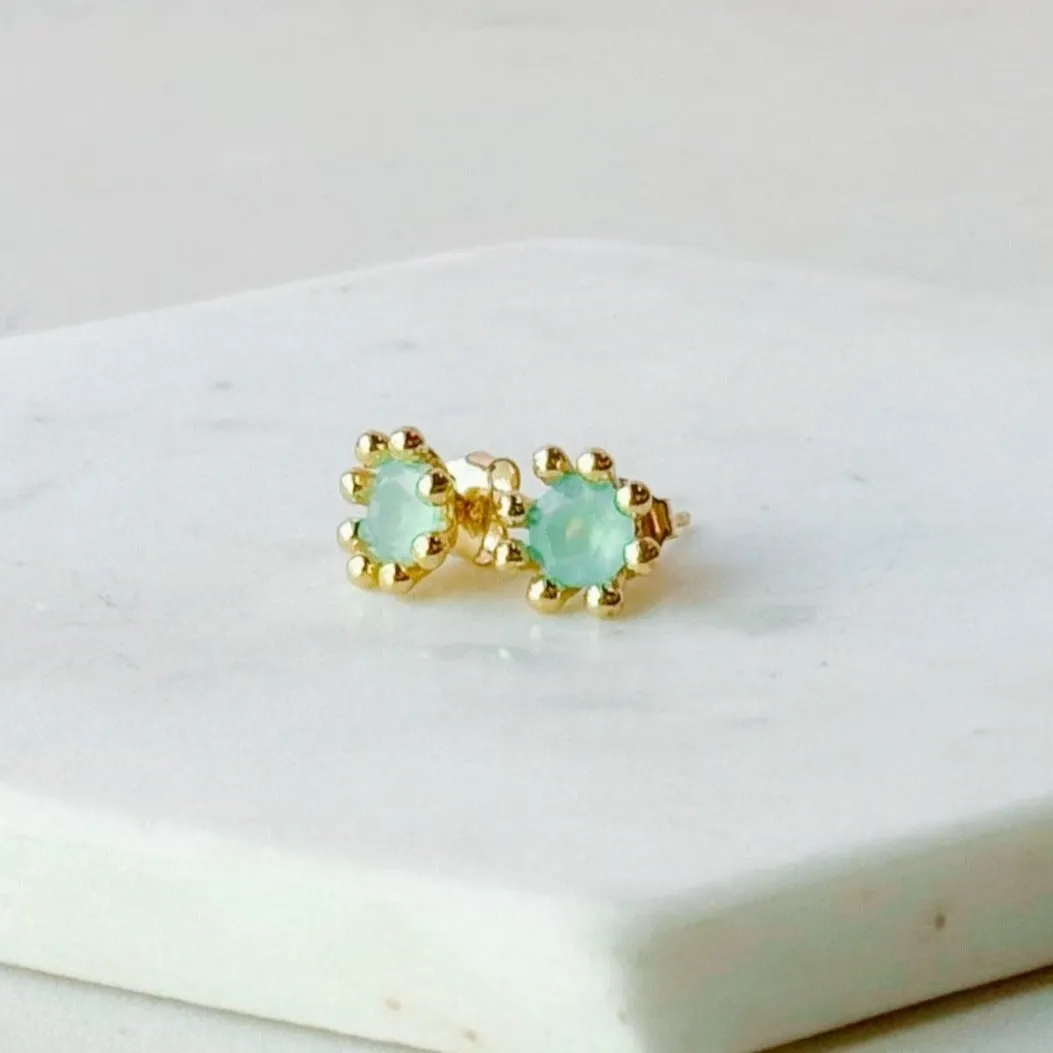 Starburst Gemstone Stud Earrings: Blue Chalcedony