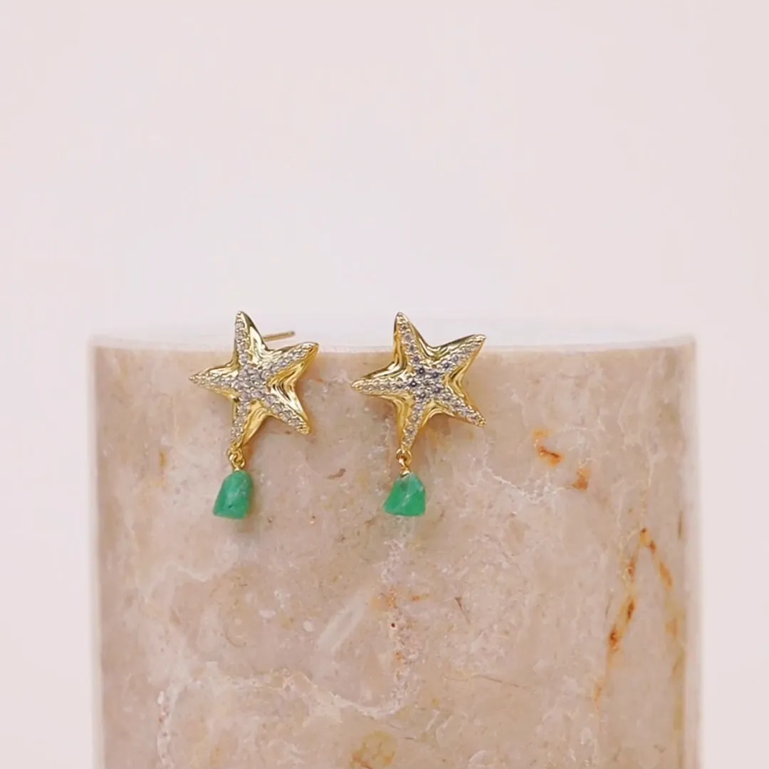 Starfish Aventurine Gold Earrings