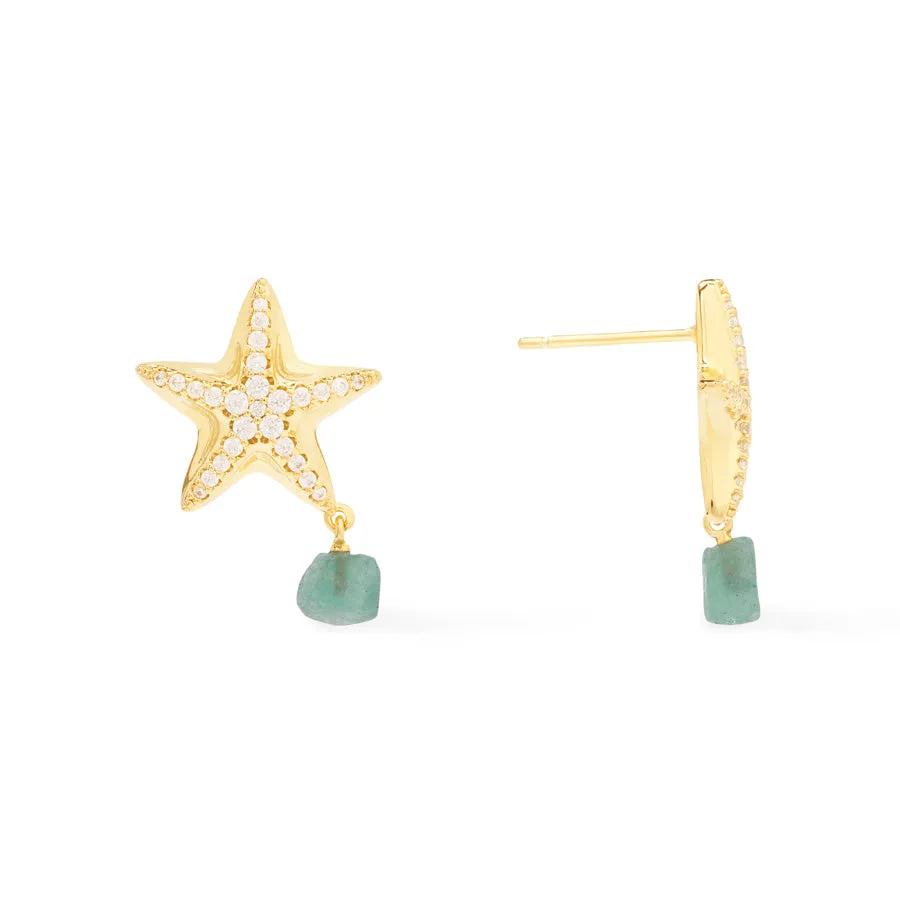 Starfish Aventurine Gold Earrings