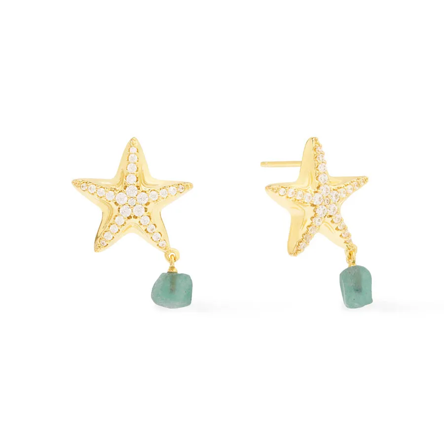 Starfish Aventurine Gold Earrings