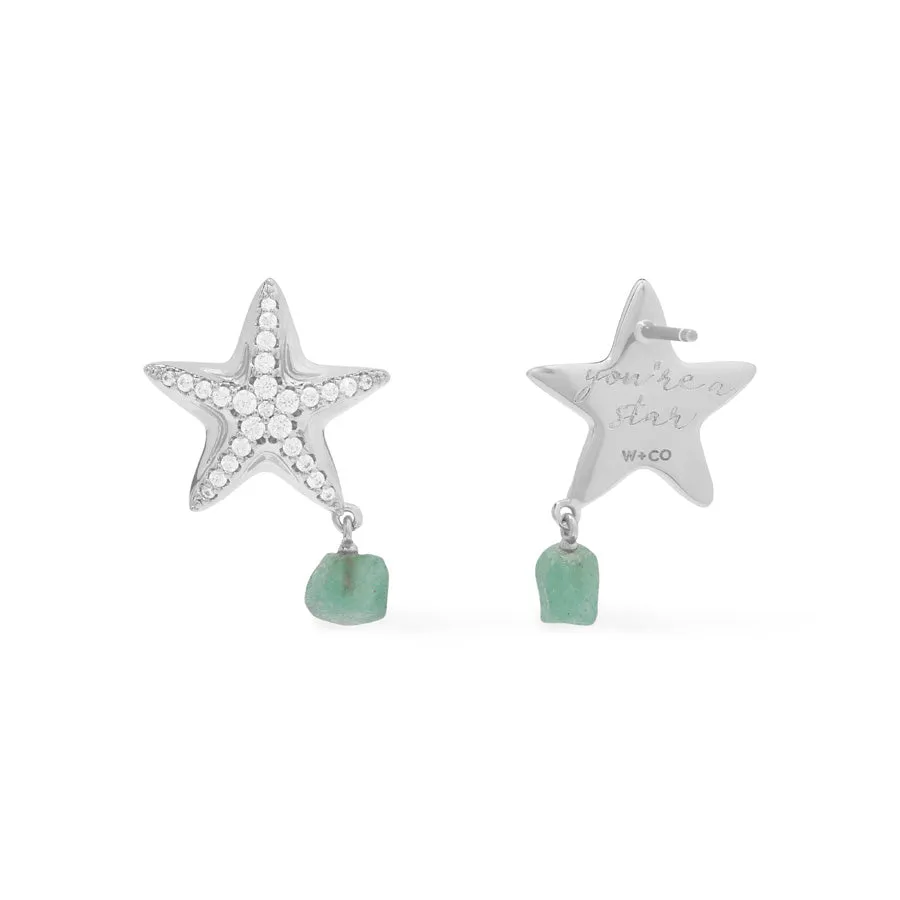 Starfish Aventurine Silver Earrings