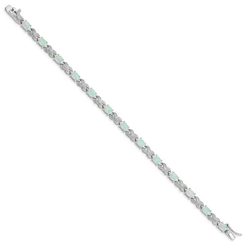 Sterling Silver 7inch Created Opal & Infinity Link 7" Bracelet