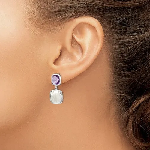 Sterling Silver Amethyst and Mother of Pearl Earrings