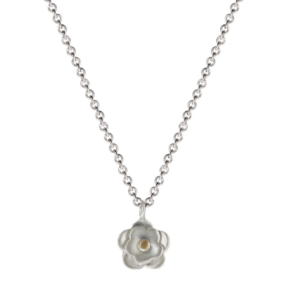 Sterling Silver & 10K Gold Small Double Flower Pendant