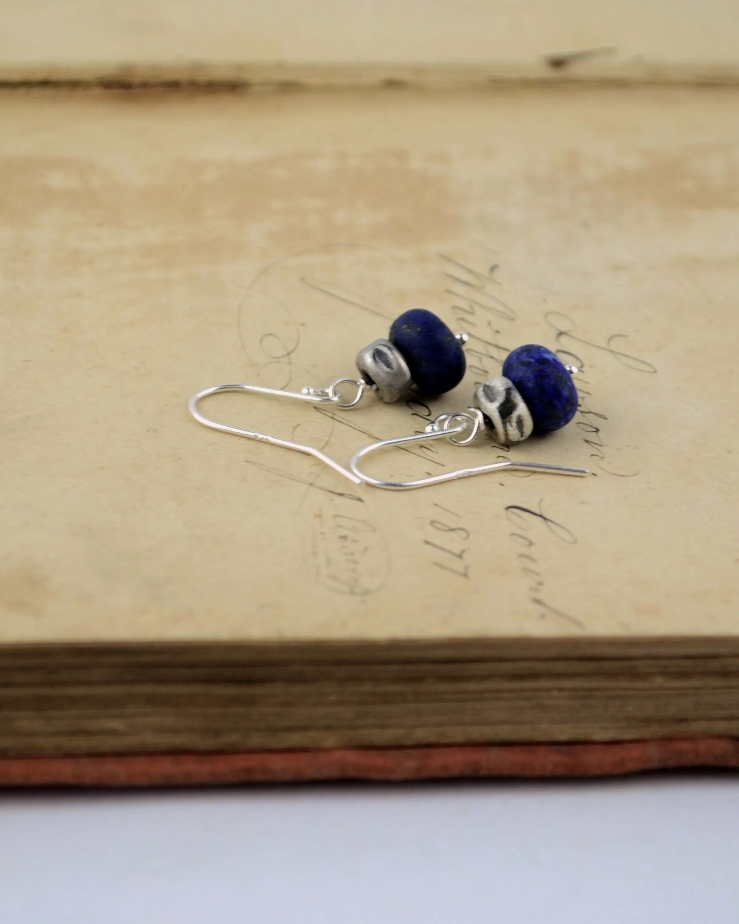 Sterling silver and lapis lazuli striking blue earrings, minimalist earrings, graduation gift