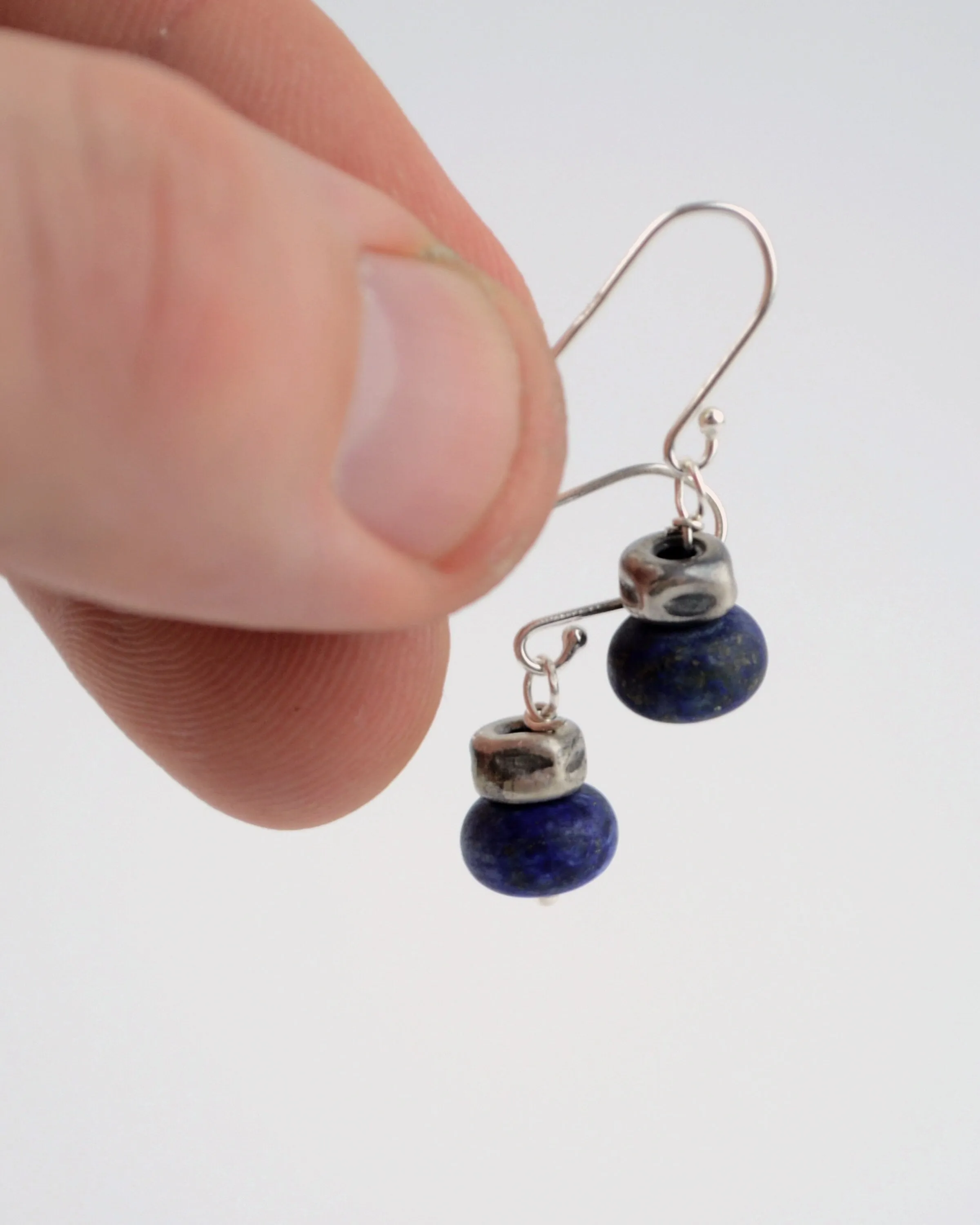 Sterling silver and lapis lazuli striking blue earrings, minimalist earrings, graduation gift