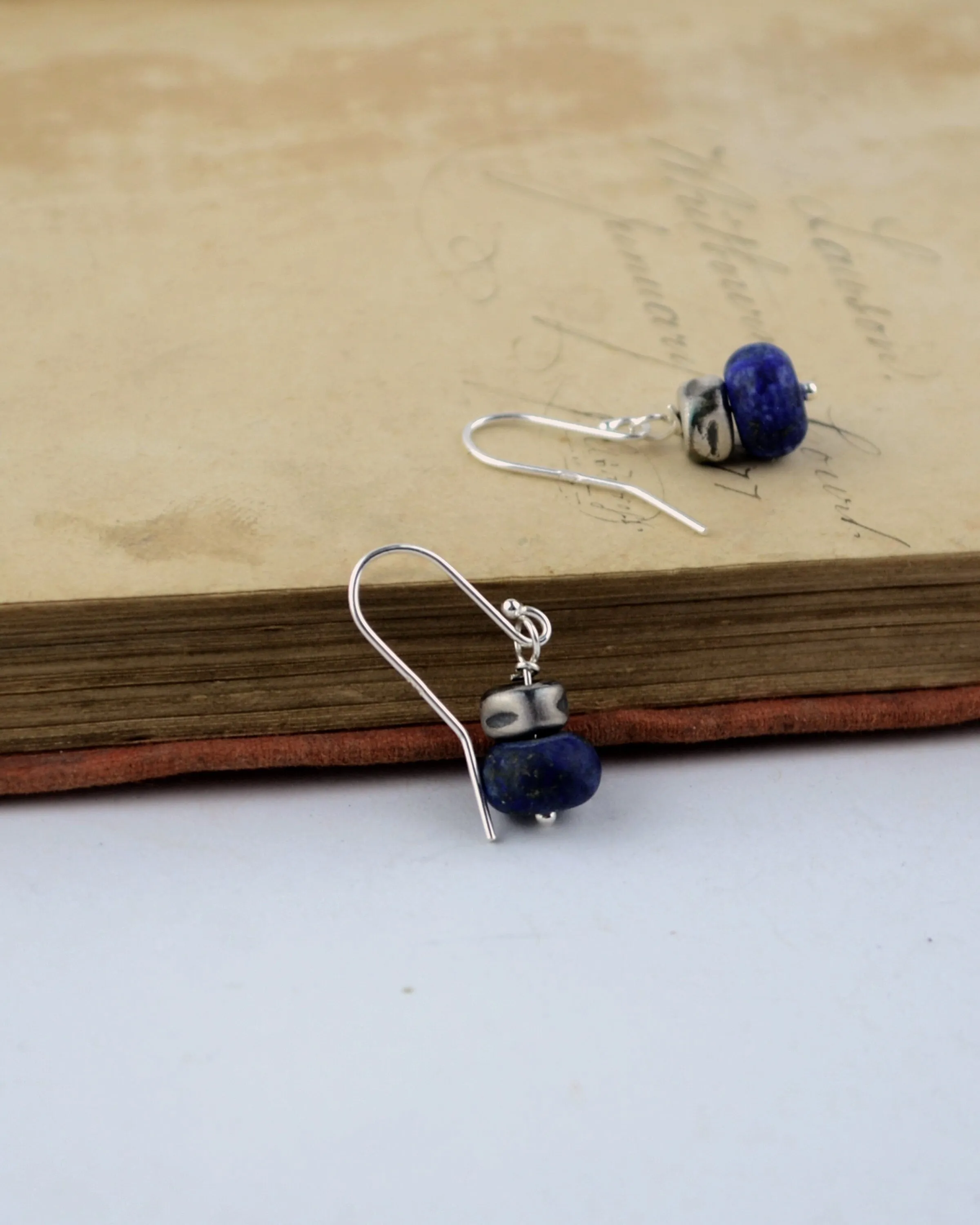 Sterling silver and lapis lazuli striking blue earrings, minimalist earrings, graduation gift