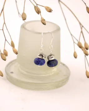 Sterling silver and lapis lazuli striking blue earrings, minimalist earrings, graduation gift