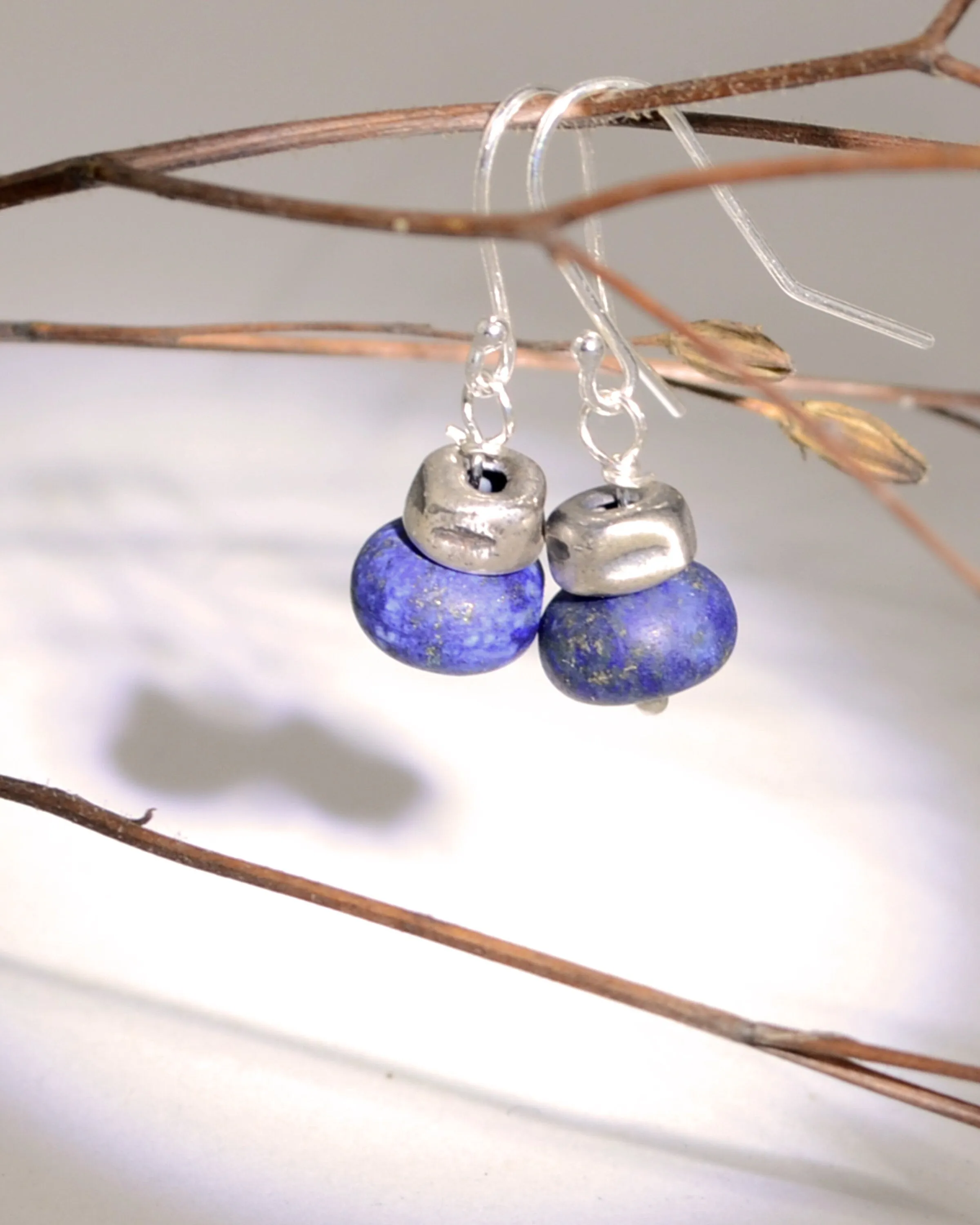 Sterling silver and lapis lazuli striking blue earrings, minimalist earrings, graduation gift