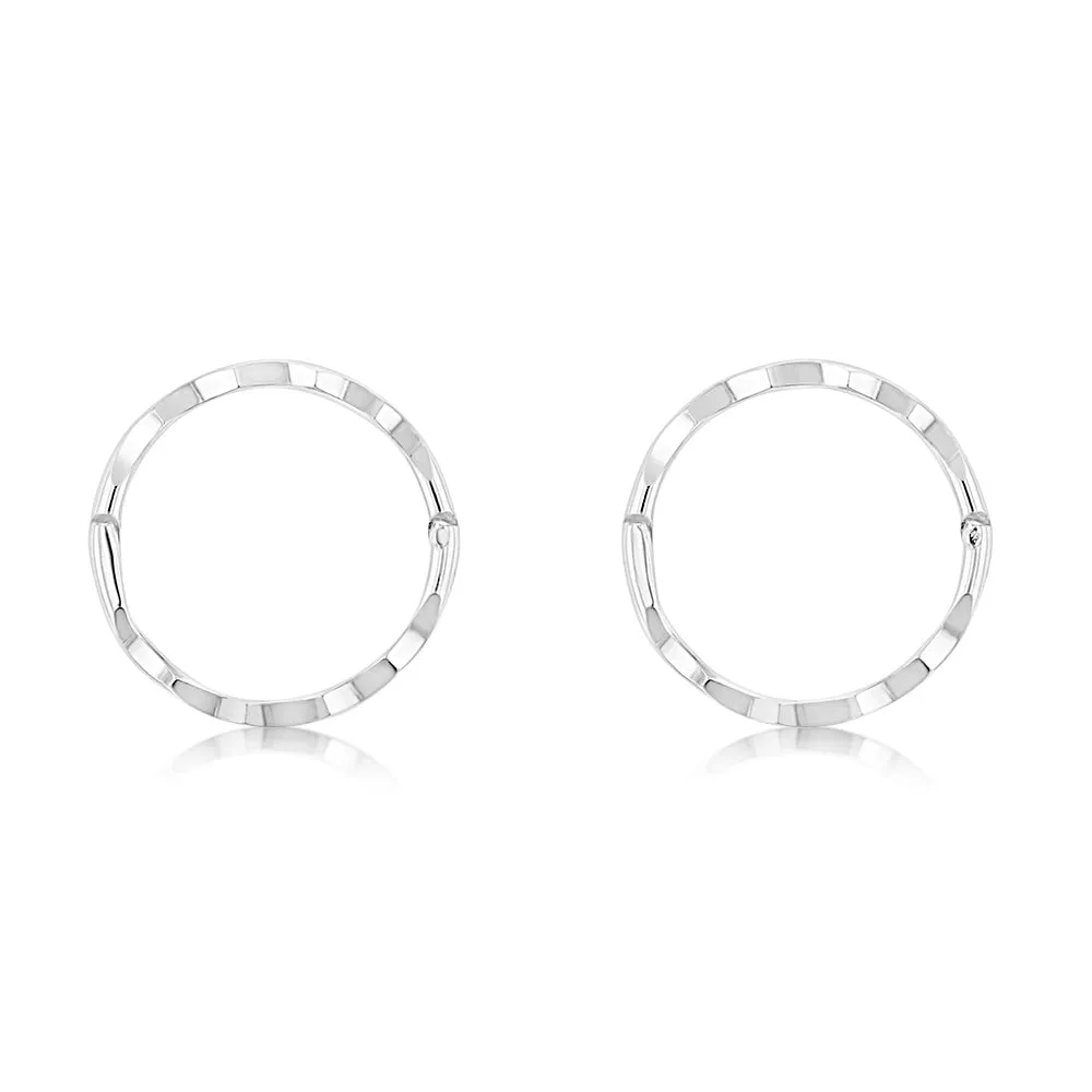 Sterling Silver Diamond Cut 12mm Sleeper Earrings