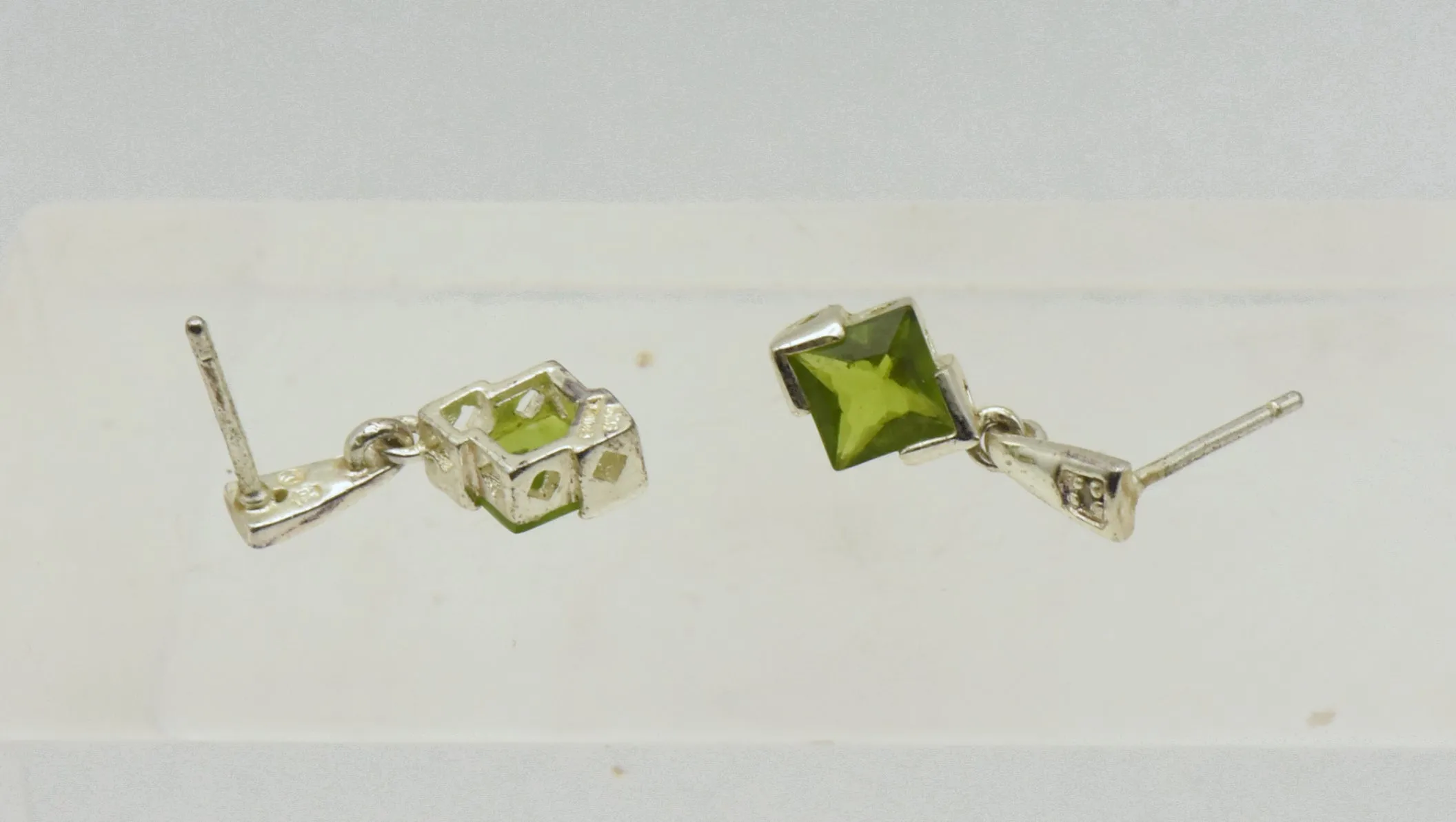 Sterling Silver Glass and Diamond Earrings