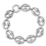 Sterling Silver Large Link Bracelet with Cubic Zirconia