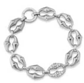 Sterling Silver Large Link Bracelet with Cubic Zirconia