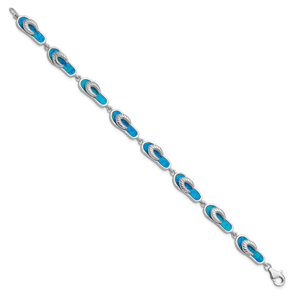 Sterling Silver Opal 7-inch Sandals Bracelet