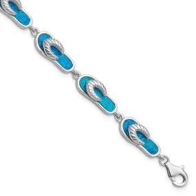 Sterling Silver Opal 7-inch Sandals Bracelet