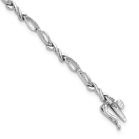 Sterling Silver Polished Diamond Bracelet