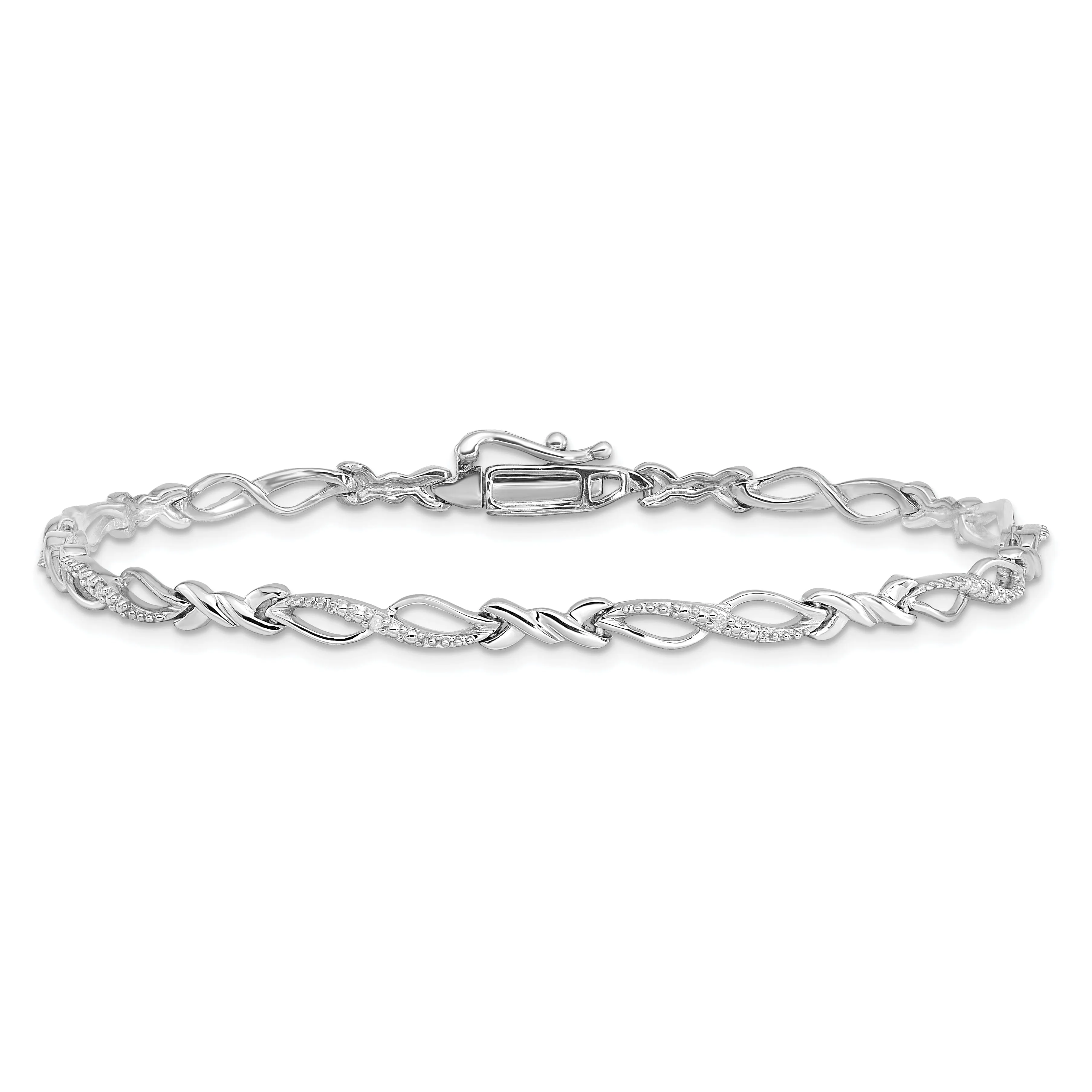 Sterling Silver Polished Diamond Bracelet