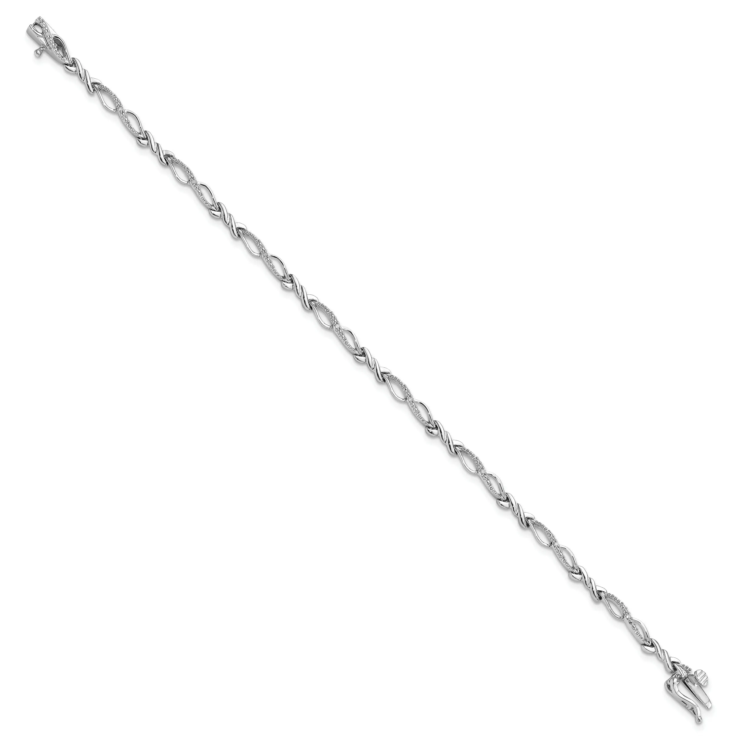 Sterling Silver Polished Diamond Bracelet