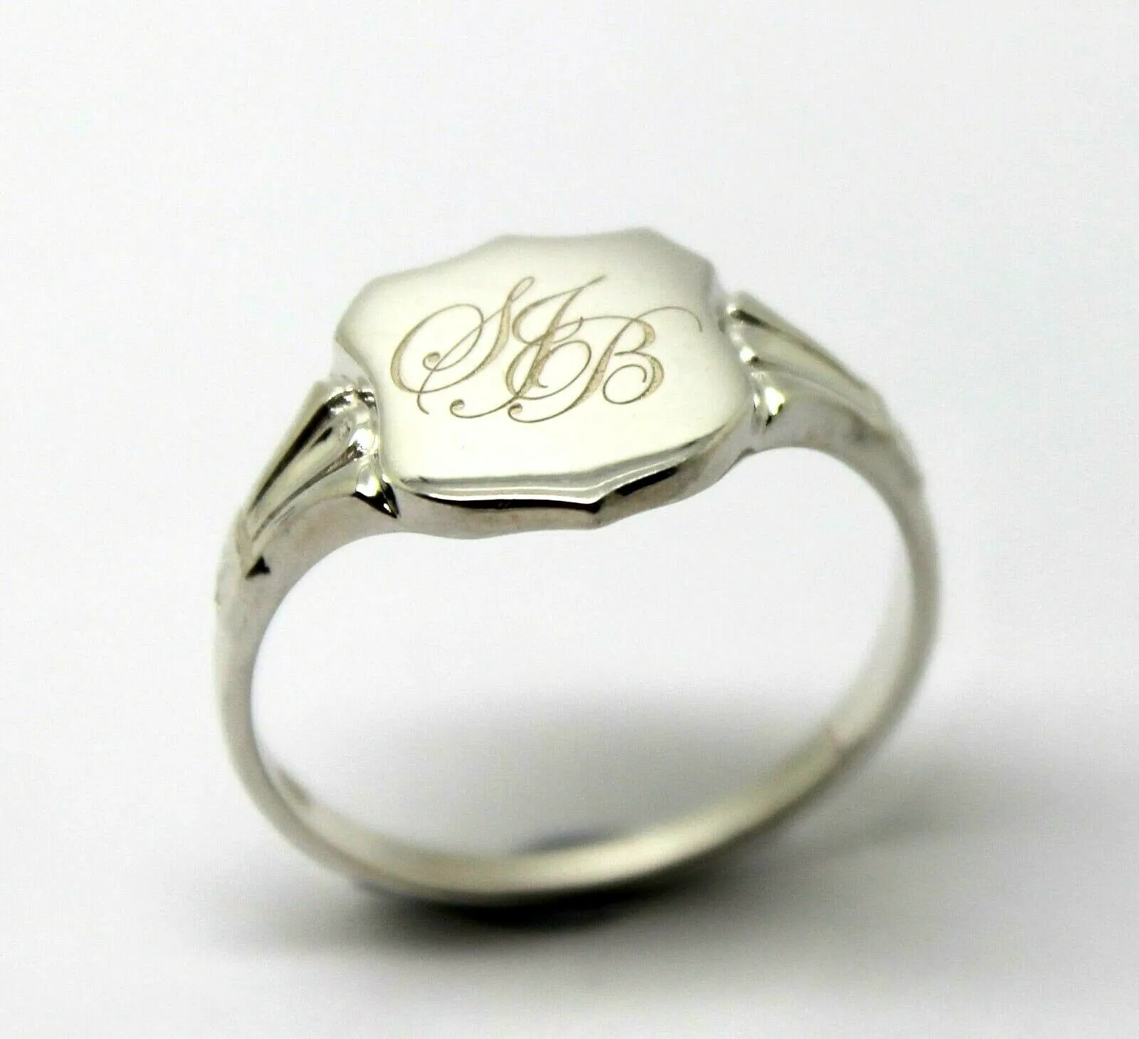 Sterling Silver Signet Ring Size U Plus Engraving Of S J B