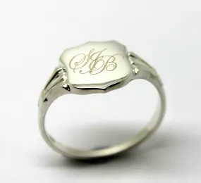 Sterling Silver Signet Ring Size U Plus Engraving Of S J B