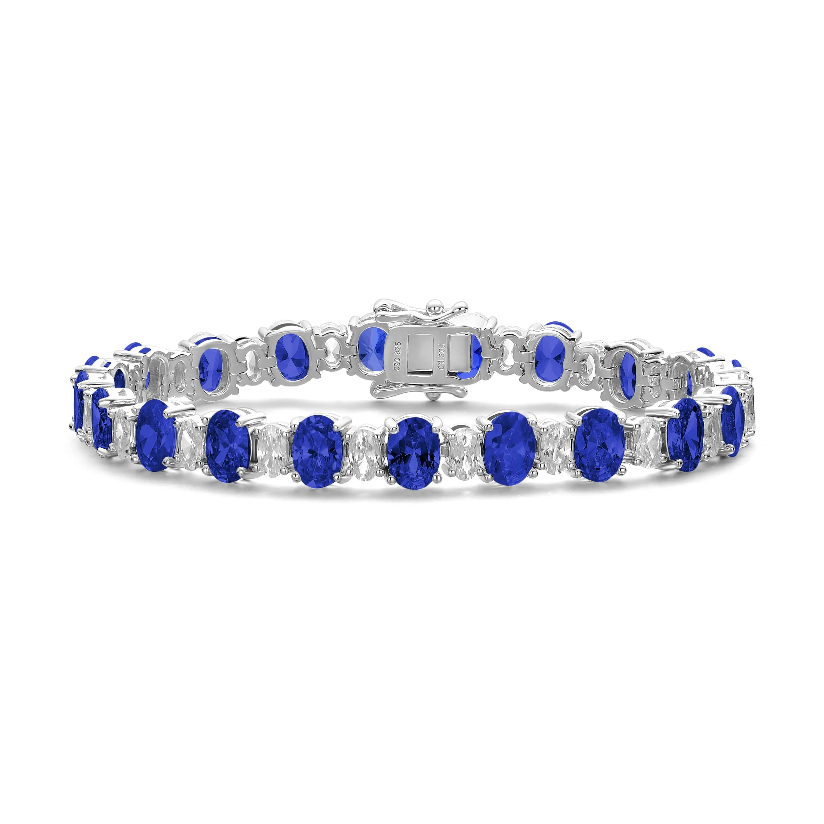 Sterling Silver with Colored & White Cubic Zirconia Tennis Bracelet