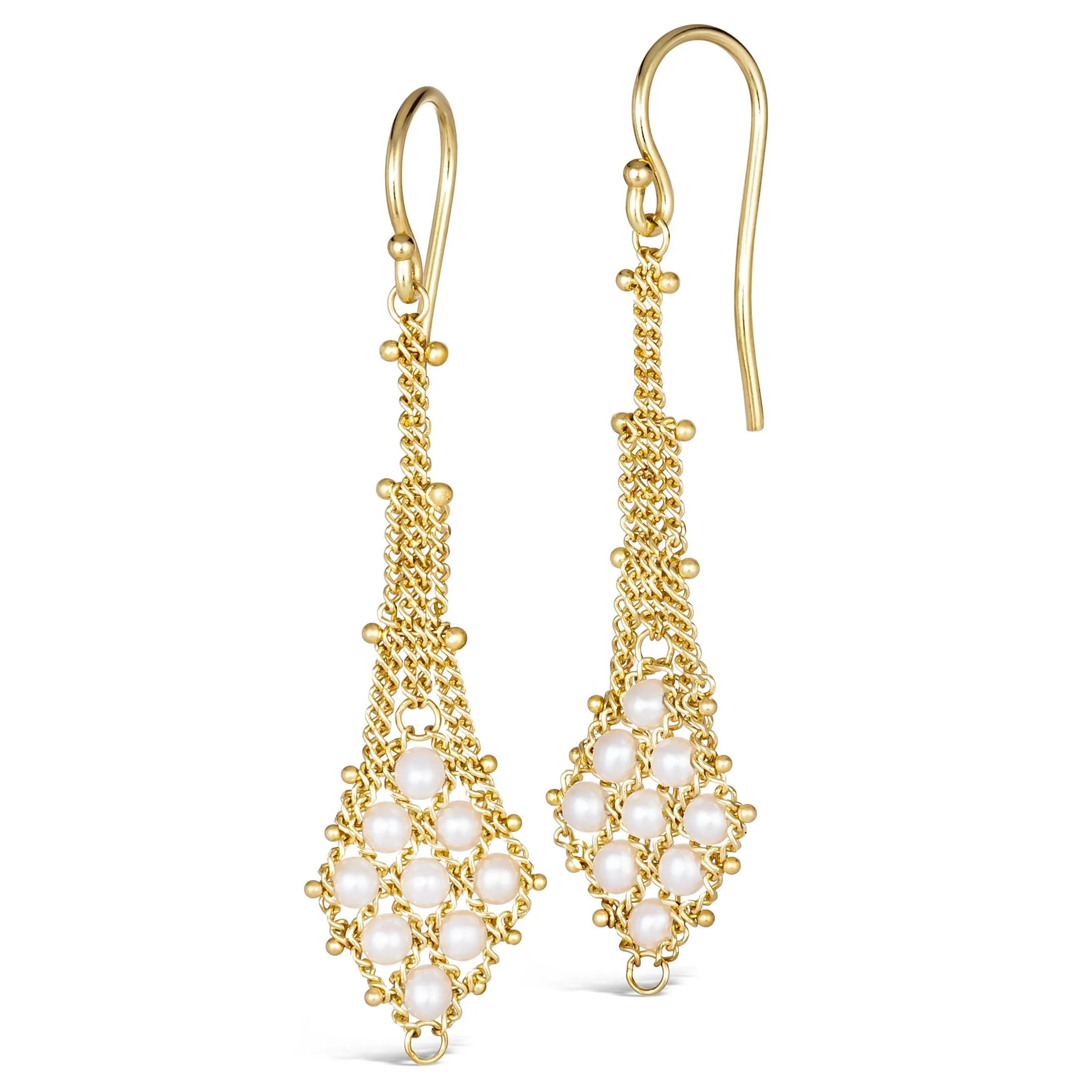 Suspended Lattice Earrings in Pearl