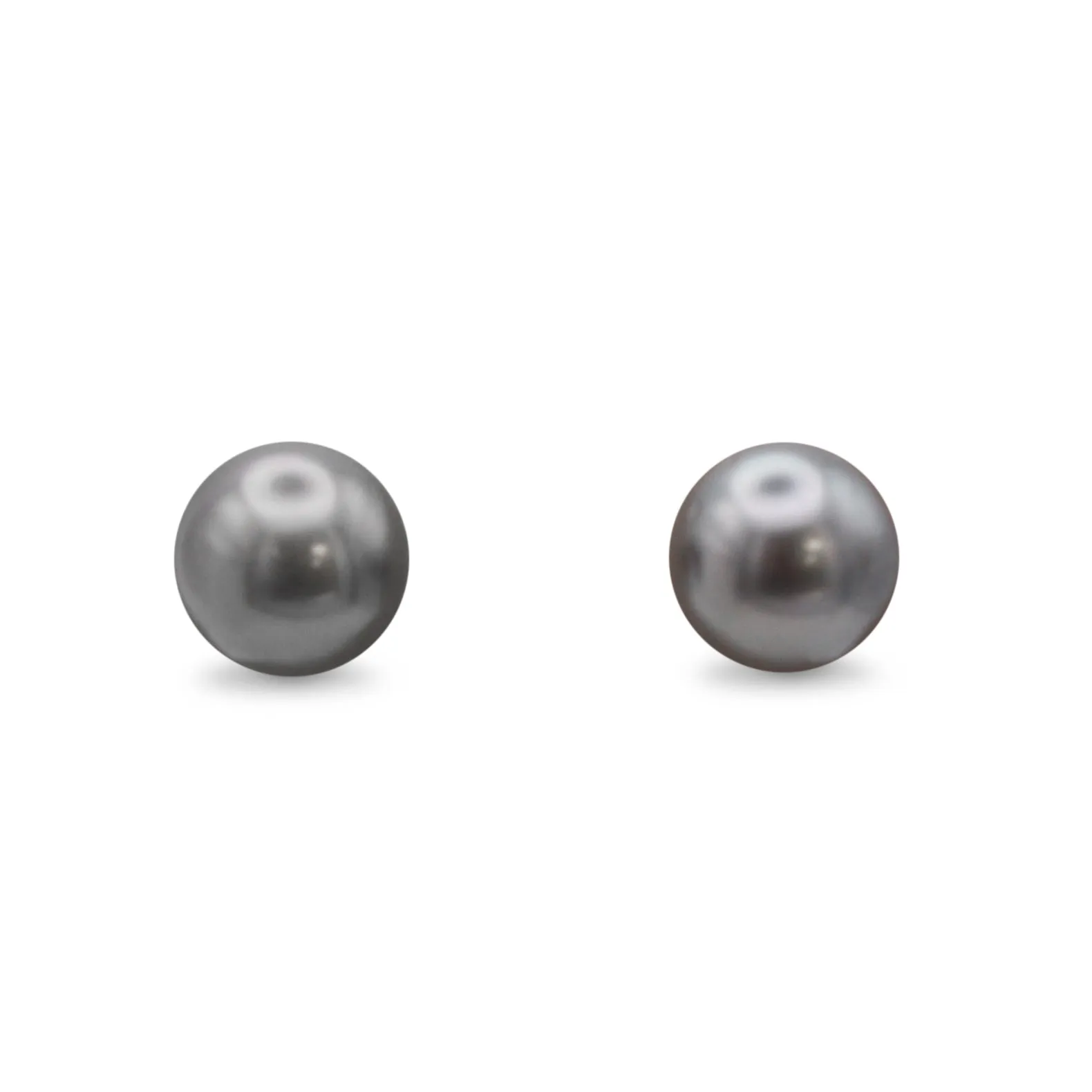 Tahitian Cultured Pearl Stud Earrings - 18ct White Gold