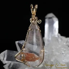 Tangerine Era of Light Lemurian Manifestation Quartz Pendant 14k