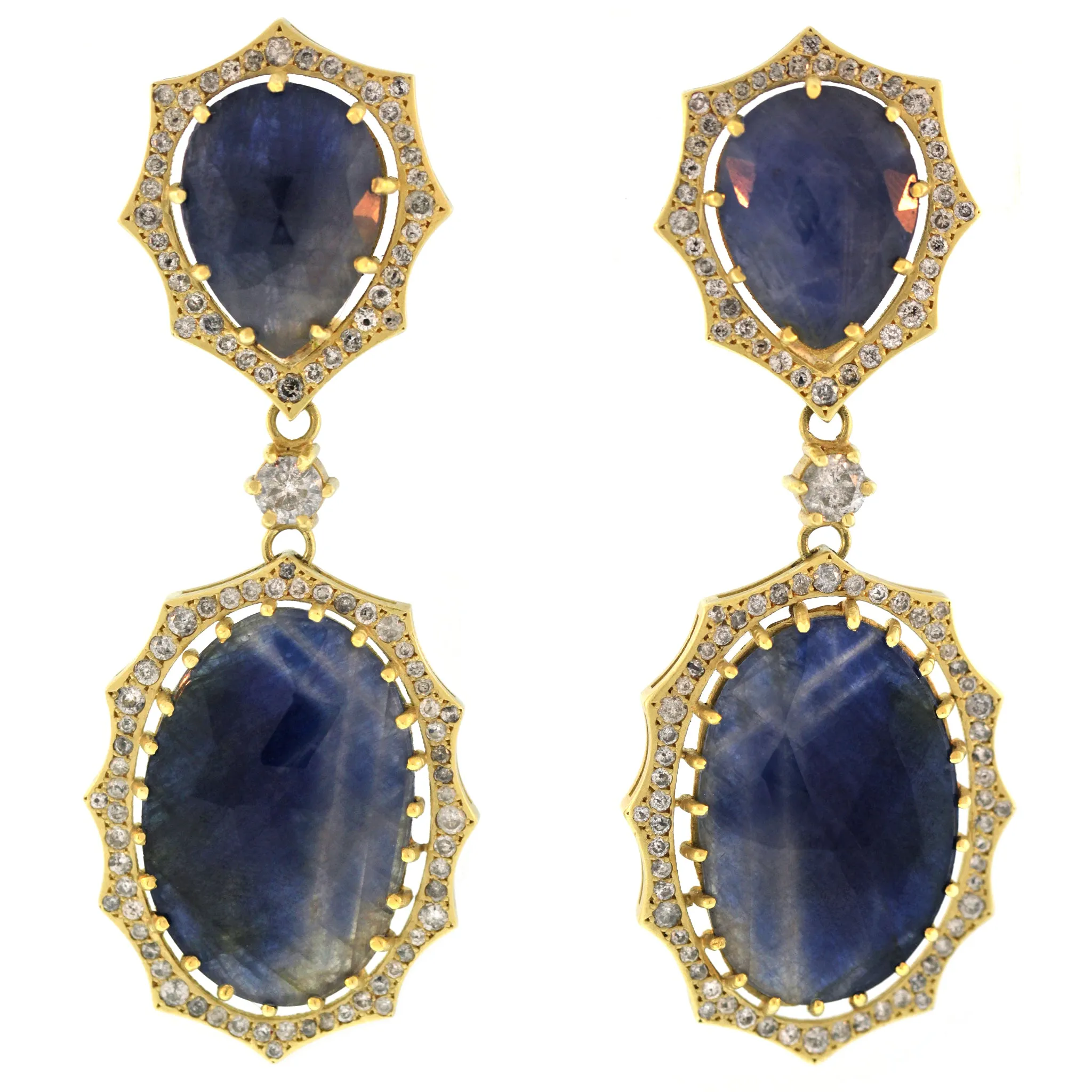 The Sapphire   Diamond Double Drop Josephine Earring