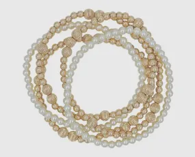 The Textured Pearl & Gold Bracelet Set