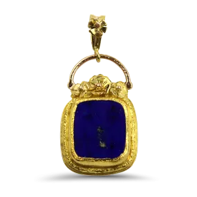 Tracy Johnson Estate 18/22k Yellow Gold Lapis Tablet Pendant