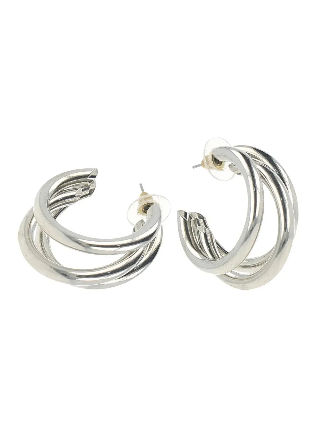 Triple Hoop Earrings Silver