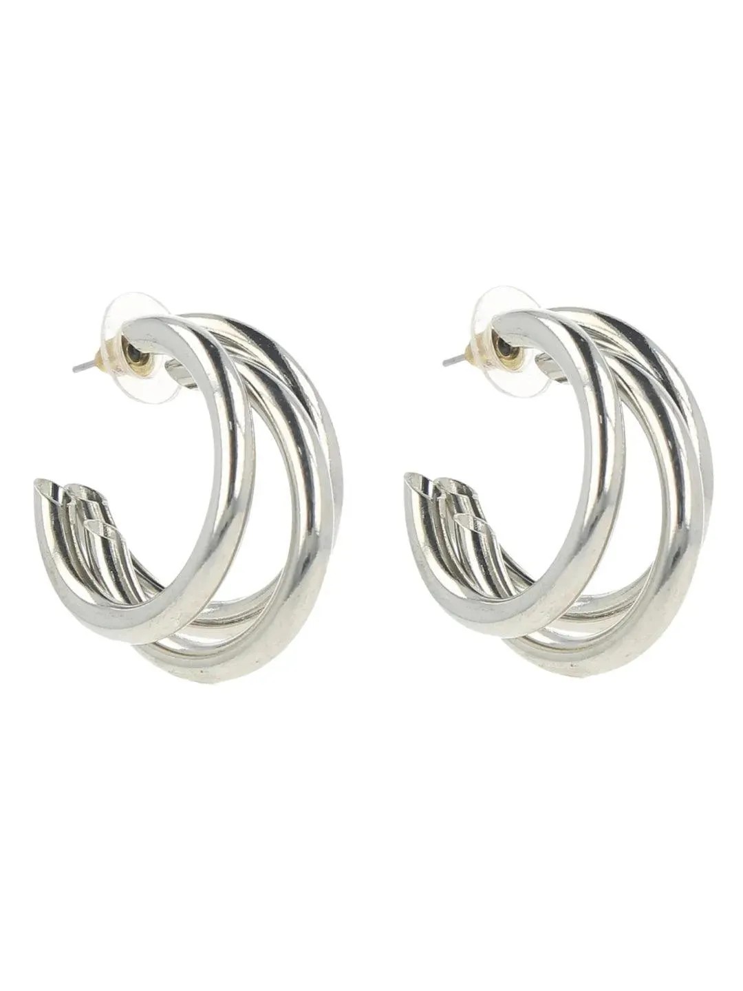 Triple Hoop Earrings Silver