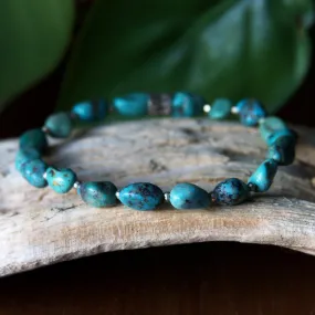 Turquoise and Sterling Silver Beaded Stretch Bracelet