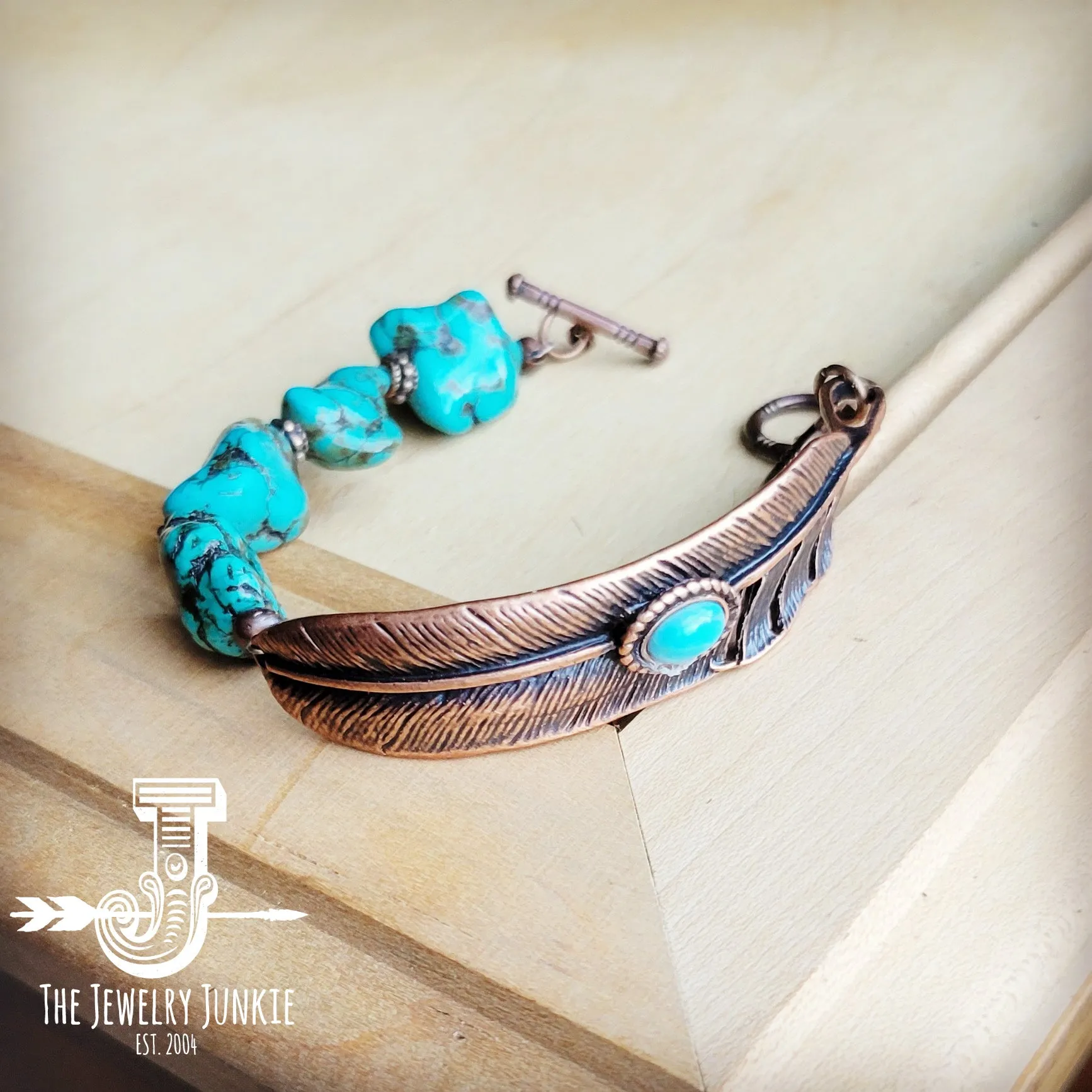 Turquoise Feather Beaded Bracelet 809m