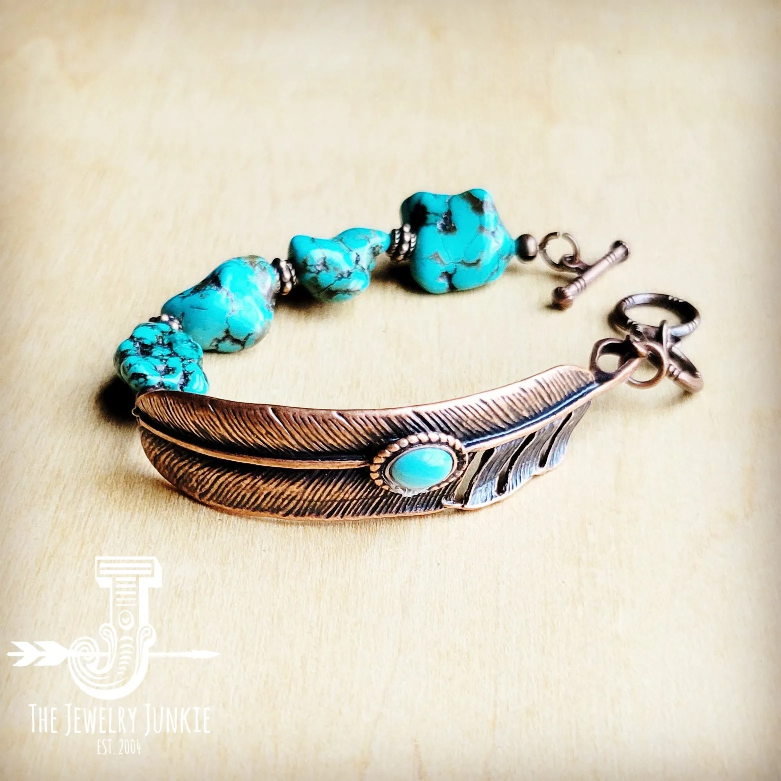 Turquoise Feather Beaded Bracelet 809m